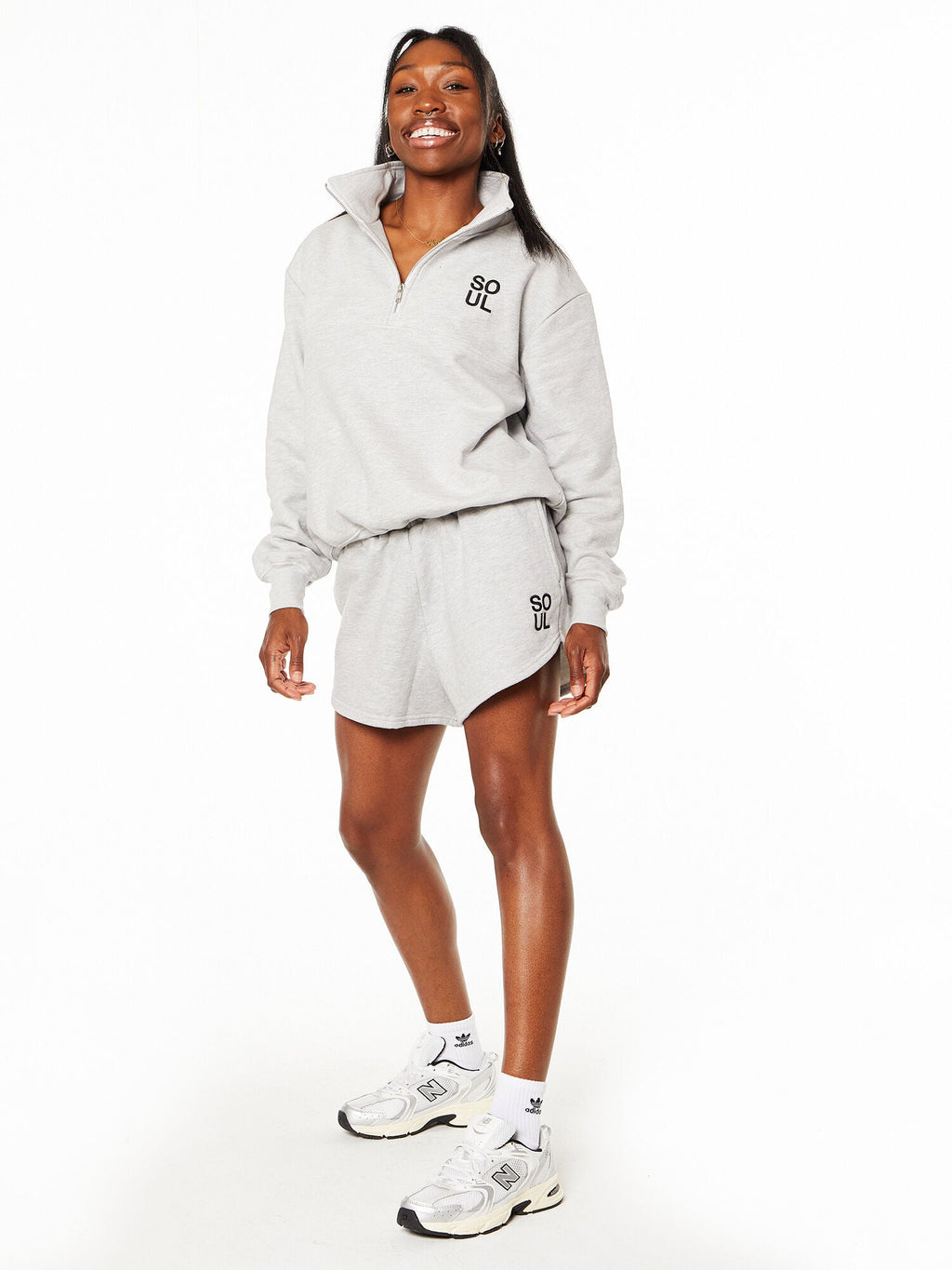 KATIE 1/4 ZIP HEATHER GREY